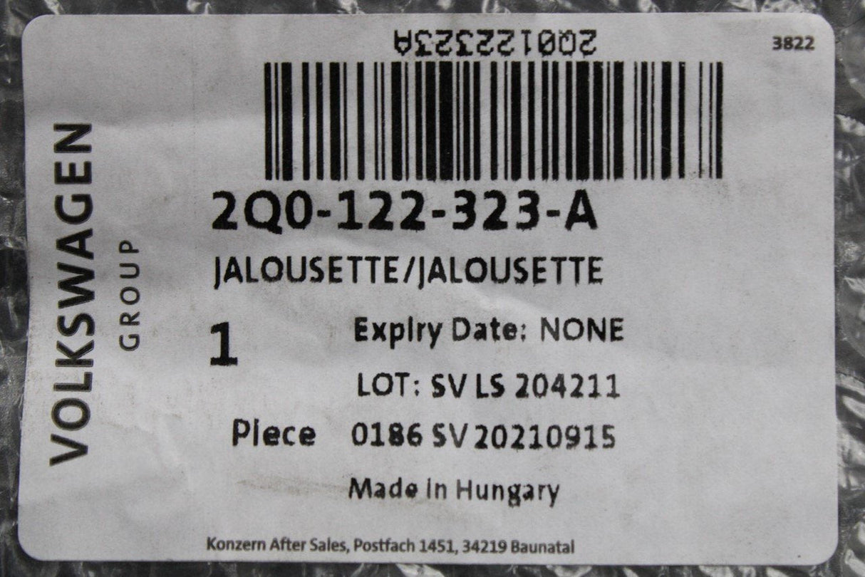 Audi A3 Skoda Octavia Kamiq SEAT Leon radiator blind vent 2Q0122323A
