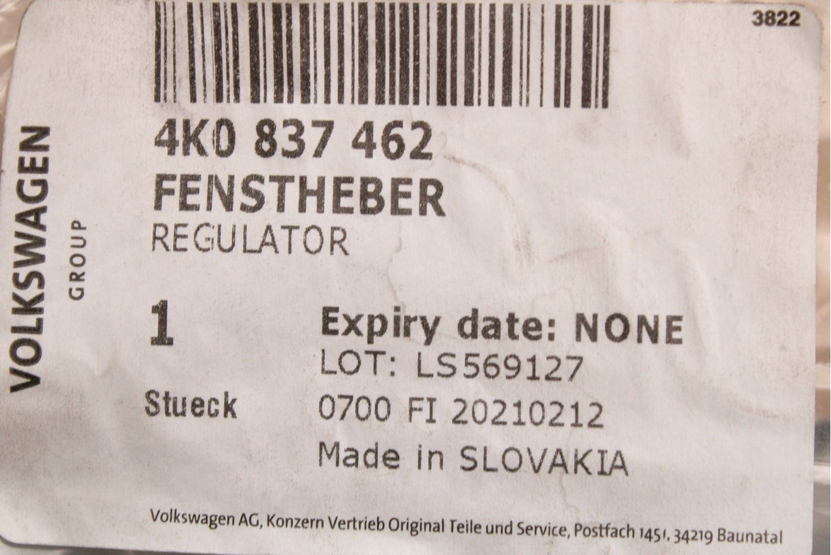 Audi A6 S6 RS6 2019-on window regulator (front right) 4K0837462