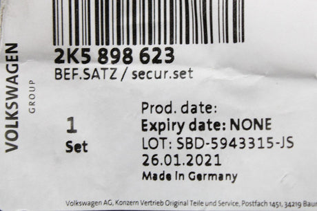 VW Caddy 2K Touran 2011-15 front bumper attachment fixings set 2K5898623