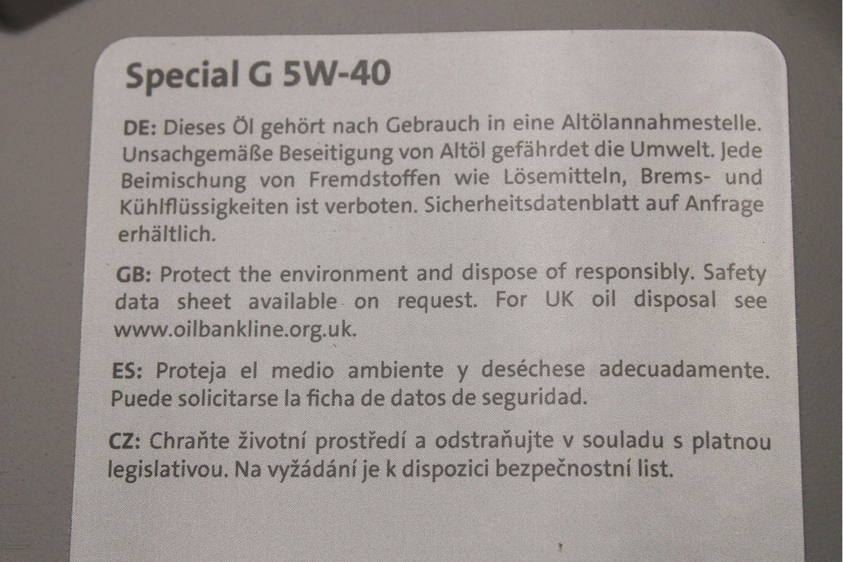 VW Caddy Golf MK8 Skoda light Special G 5W-40 engine oil (1L) GS55502M2