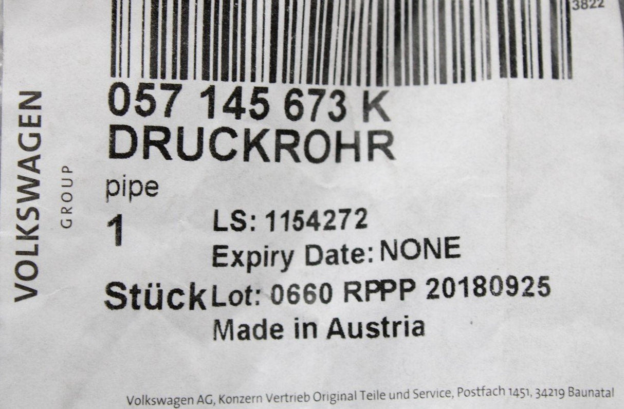 VW Touareg Audi A8 Q7 Q8 4.0 TDI boost pressure pipe (left) 057145673K
