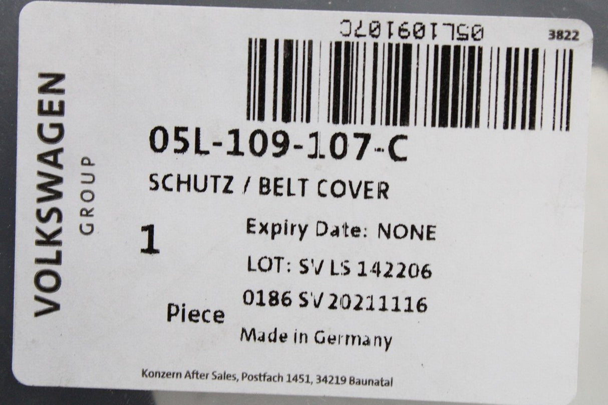 VW Audi Skoda SEAT upper timing belt protection cover guard 05L109107C