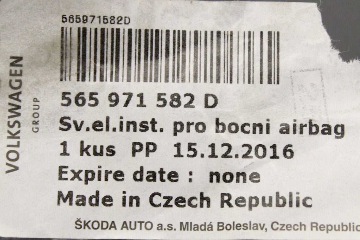 Skoda Kodiaq 2017-on front seat airbag wiring harness 565971582D