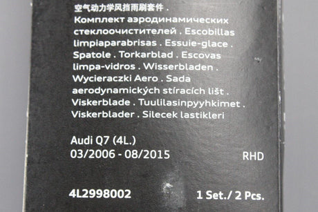 Audi Q7 4L 07-15 front aerodynamic windscreen wiper blades RHD 4L2998002