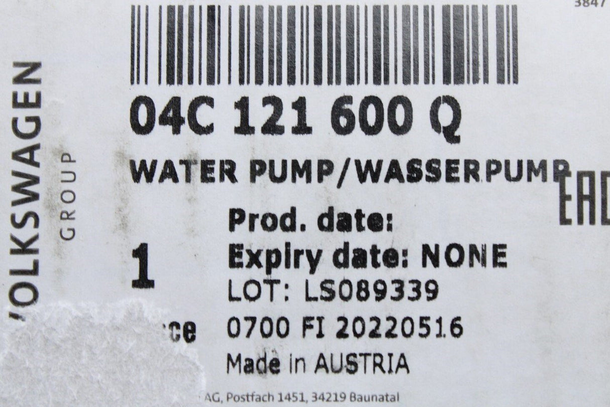 VW Ameo Polo SEAT Ibiza 1.0 TSI coolant water pump 04C121600Q