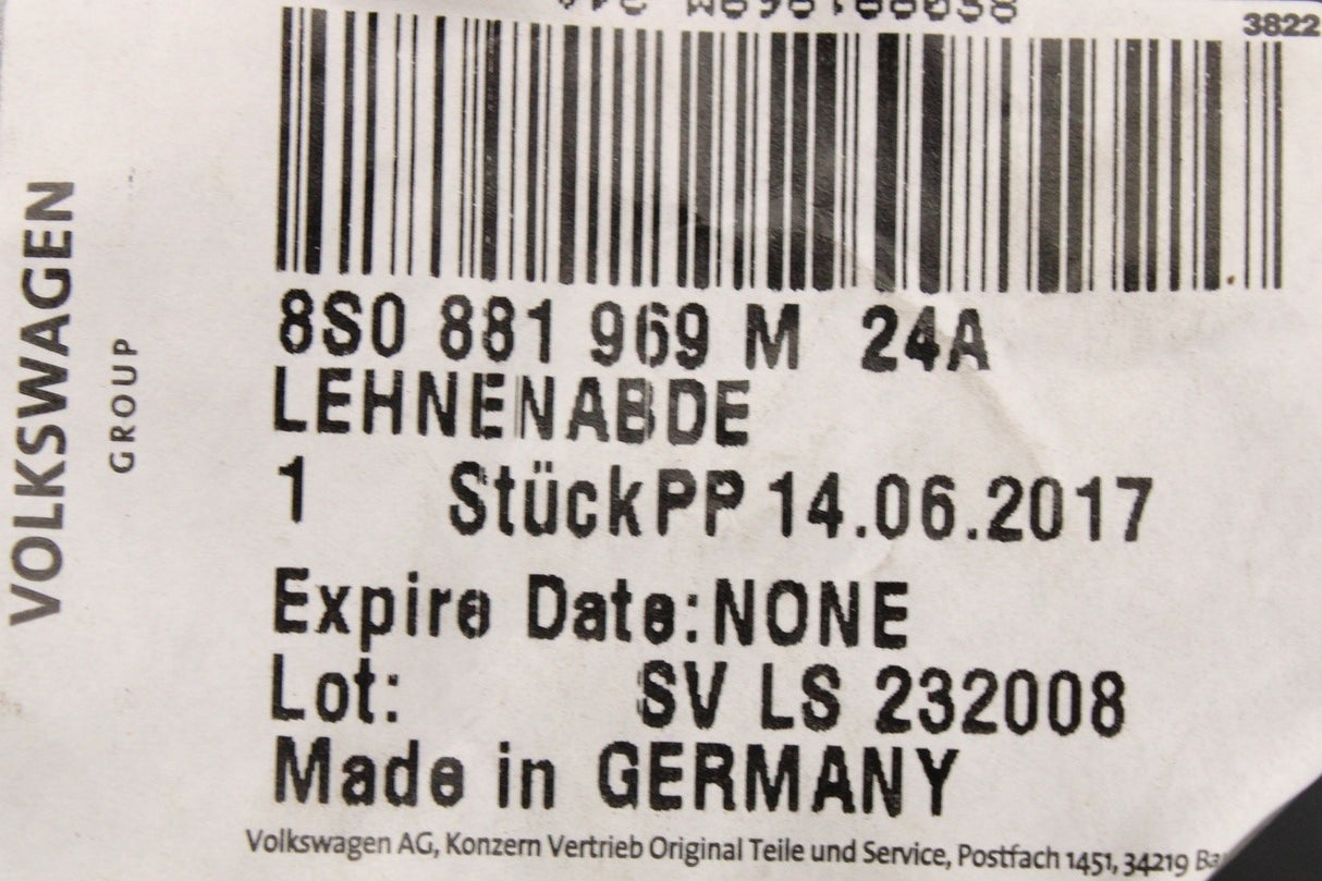 Audi TT 2015-2024 seat backrest trim without storage 8S0881969M 24A