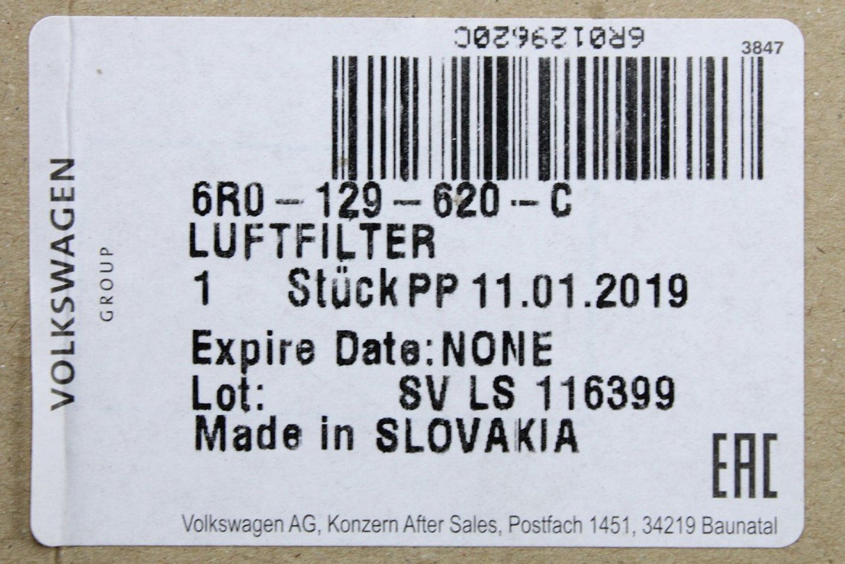 Audi A1 SEAT Ibiza 2.0 TDI CR TFSI air filter element 6R0129620C