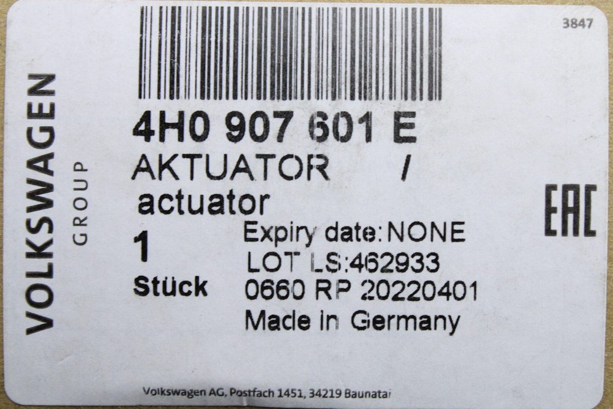 VW Audi Skoda SEAT engine noise sound actuator 4H0907601E