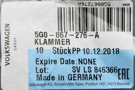 VW Audi Skoda SEAT interior trim clip (x10) 5G0867276A