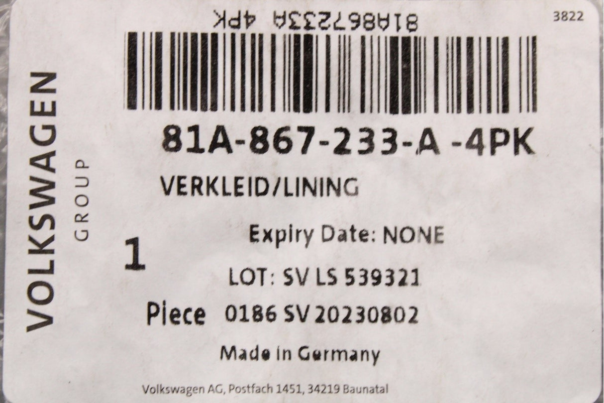 Audi Q2 2017-on A-pillar trim (front left) 81A867233A 4PK