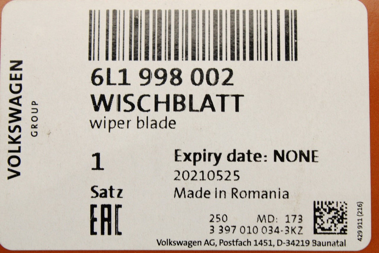SEAT Ibiza 02-10 Leon Toledo Cordoba front wiper blades (pair) 6L1998002