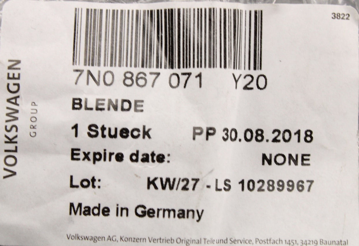VW Sharan SEAT Alhambra 2011-on roof seatbelt guide trim 7N0867071 Y20