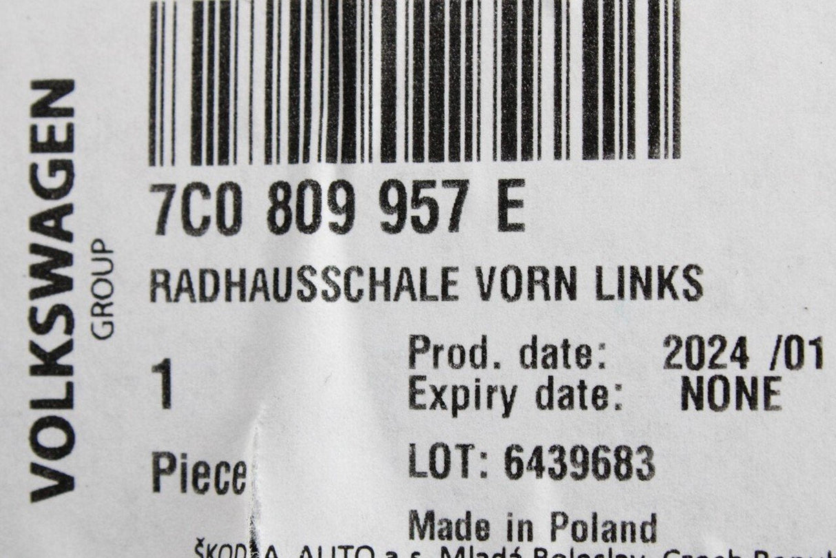VW Crafter 2017-on wheel arch housing liner (front left) 7C0809957E