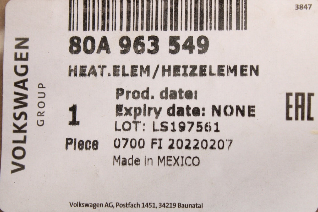 Audi Q5 2017-2025 heating element for seat depth extension 80A963549