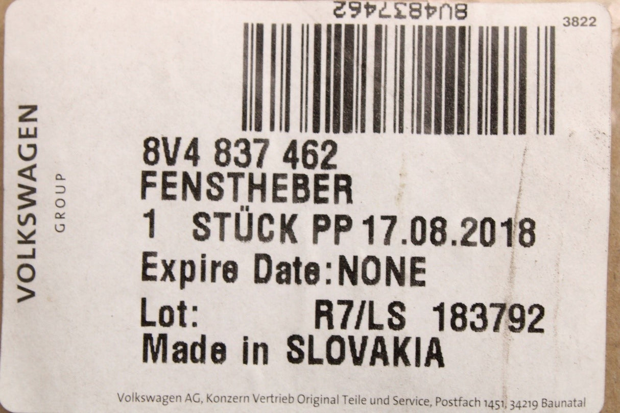 Audi A3 Saloon 2013-2021 window regulator (front right) 8V4837462