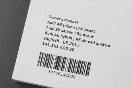 Audi A6 S6 (C7) 2011-17 owners manual handbook 1415614G020