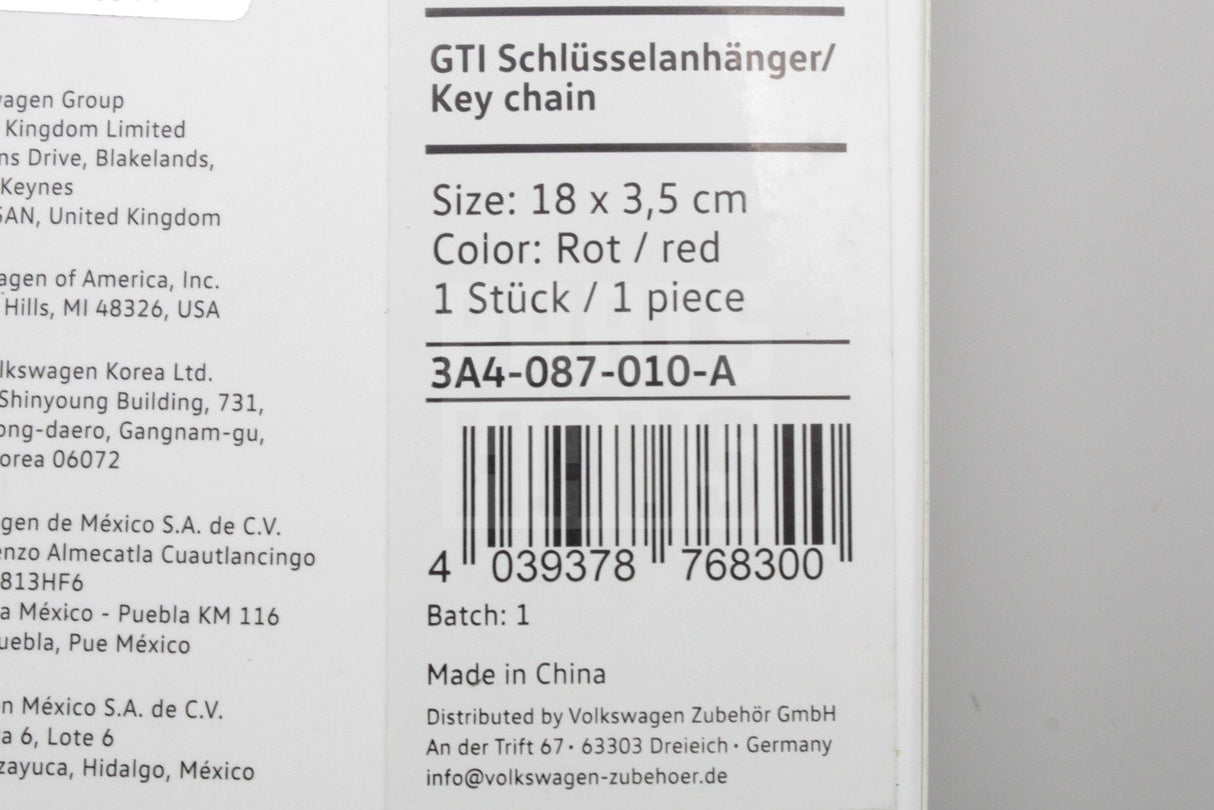 Volkswagen GTI key chain 3A4087010A