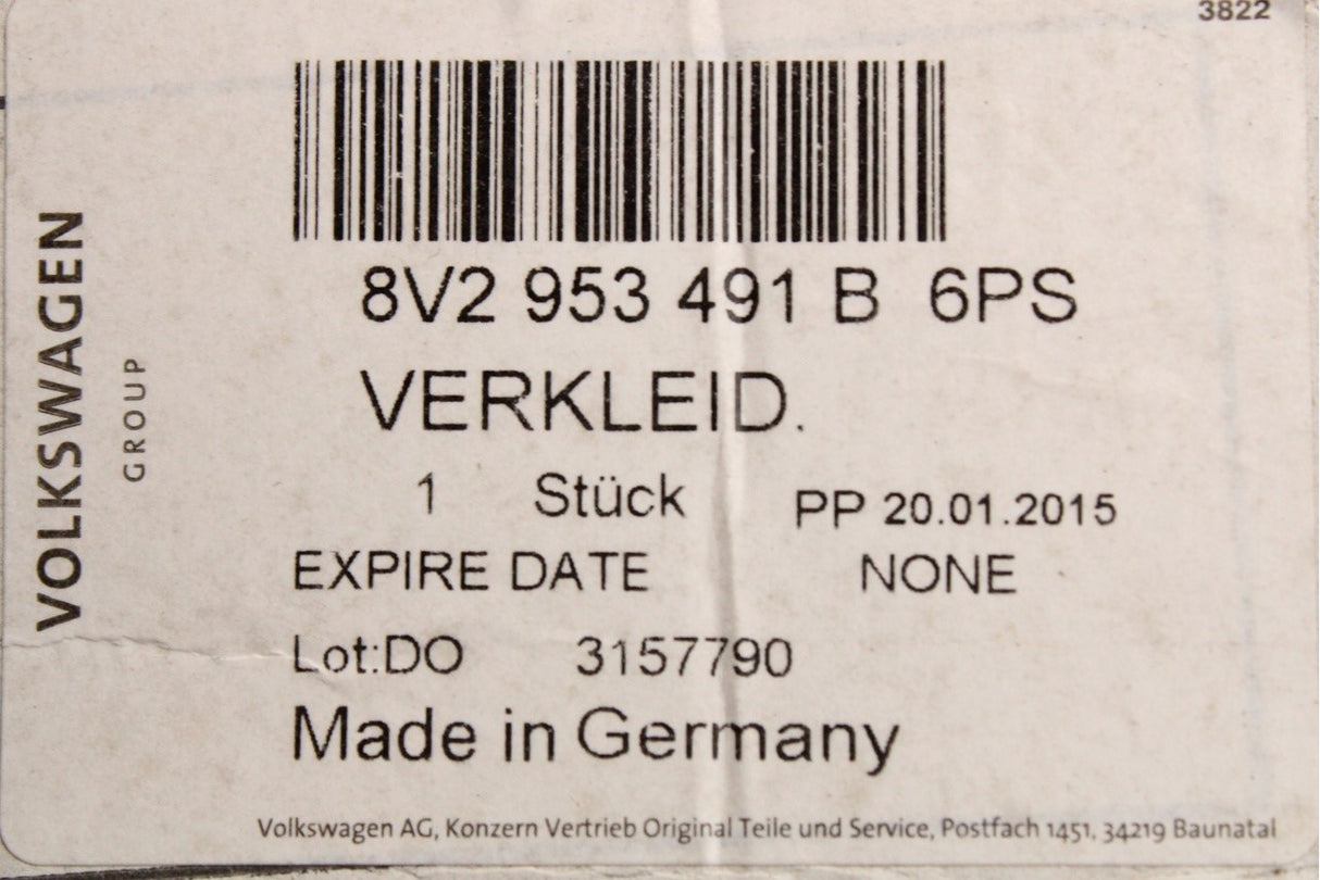 Audi A3 S3 RS3 8V 2013-16 upper steering column trim 8V2953491B 6PS