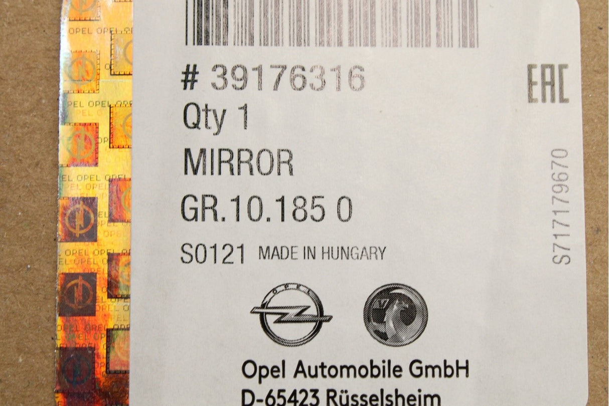 Vauxhall Astra K 16-on RHD wing mirror housing (left) 39176316