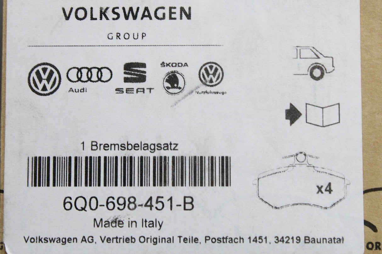 VW Polo 9N3 GTI Lupo GTI SEAT Ibiza Cupra brake pads (rear) 6Q0698451B