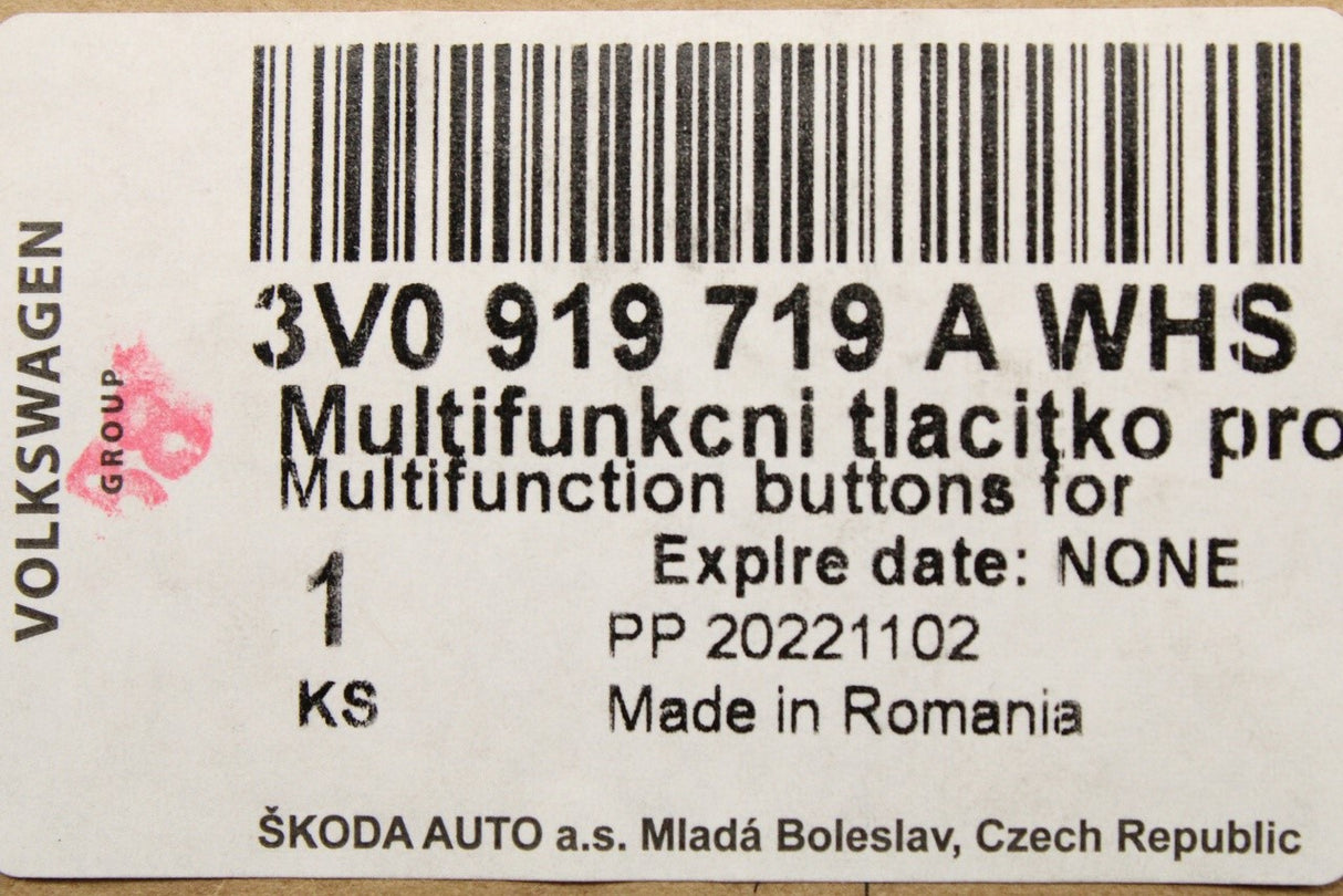 Skoda Fabia Karoq Octavia steering wheel control buttons 3V0919719A WHS