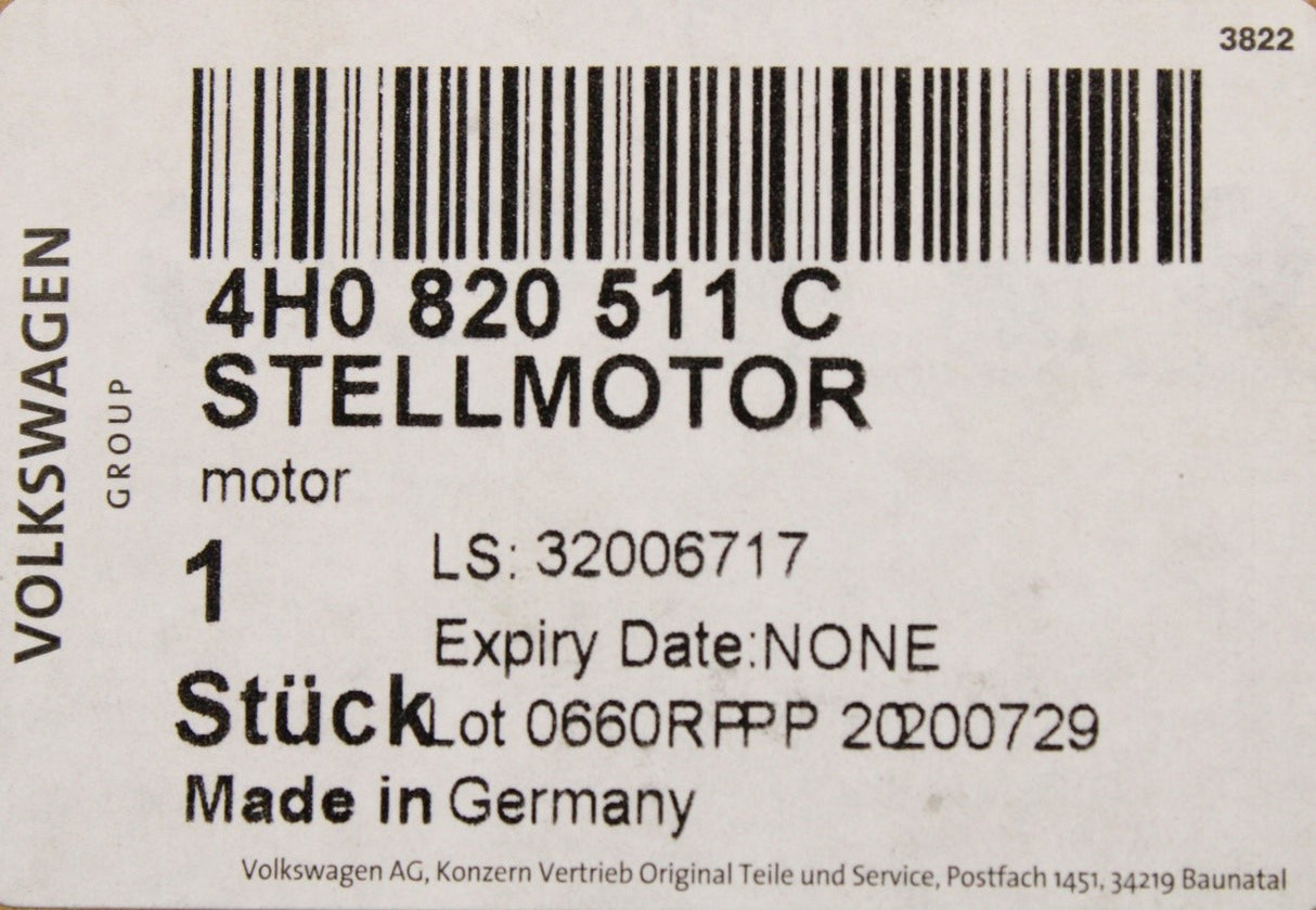 Audi A6 S6 RS6 A7 S7 RS7 centre rear vent position servomotor 4H0820511C