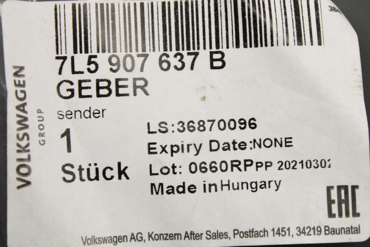 VW Touareg 7L Audi Q7 rear brake pad wear sensor 7L5907637B
