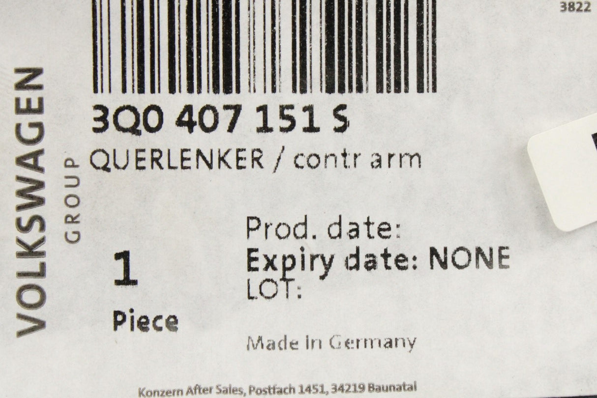 VW Audi Skoda SEAT lower front wishbone control arm (left) 3Q0407151S