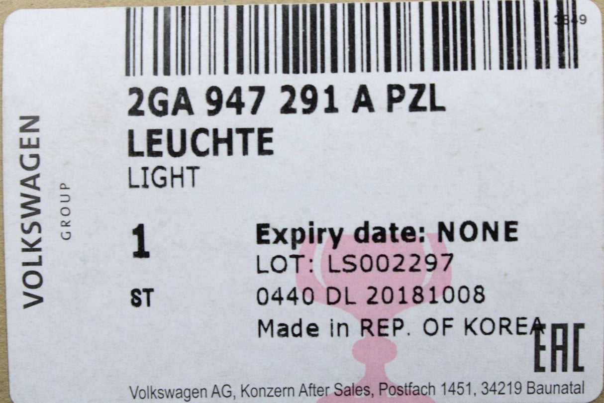 VW T-Roc 2018-Onward Rear left LED reading light Grey 2GA947291APZL