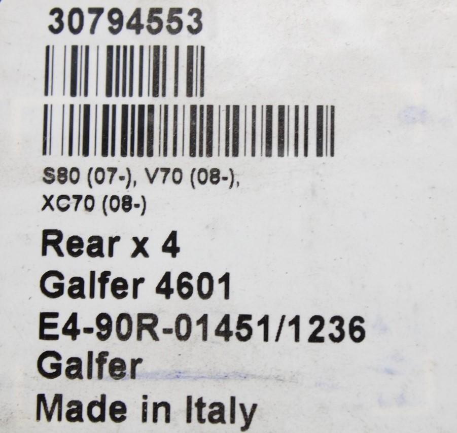 Volvo S80 V70 XC70 rear brake pad kit 30794553