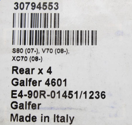 Volvo S80 V70 XC70 rear brake pad kit 30794553