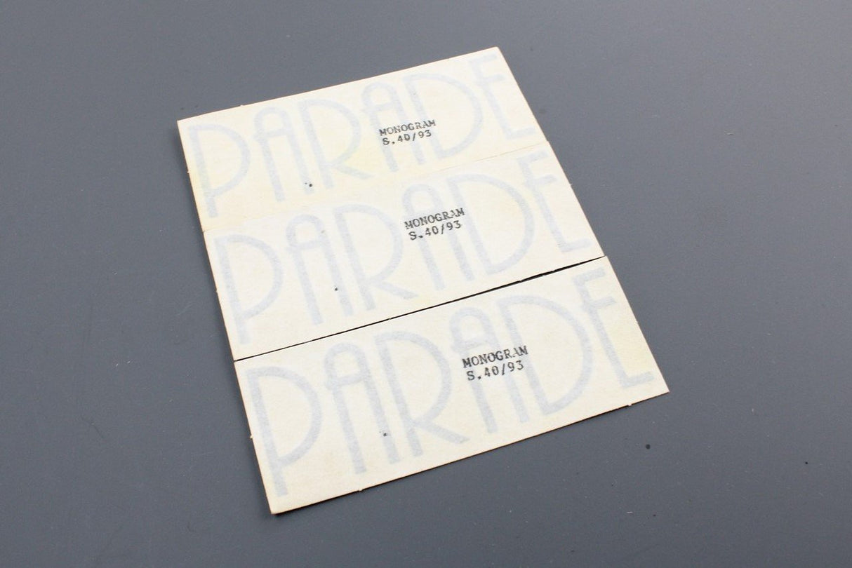 VW Polo MK2 1984-1994 "Parade" logo stickers (x3) 853774GRY