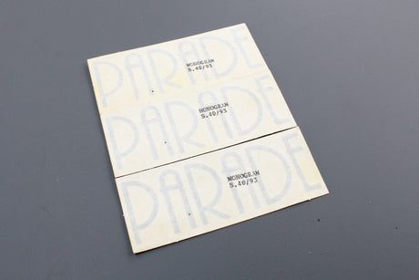 VW Polo MK2 1984-1994 "Parade" logo stickers (x3) 853774GRY