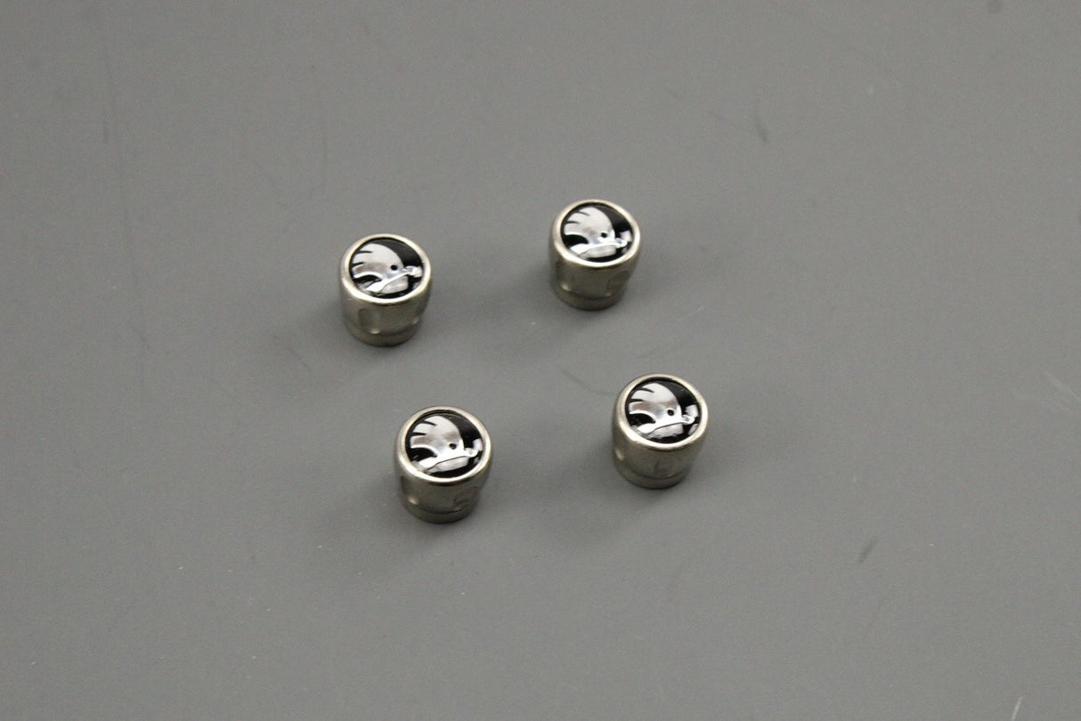 Skoda logo tyre valve cap set (for rubber/brass valves) 000071215C