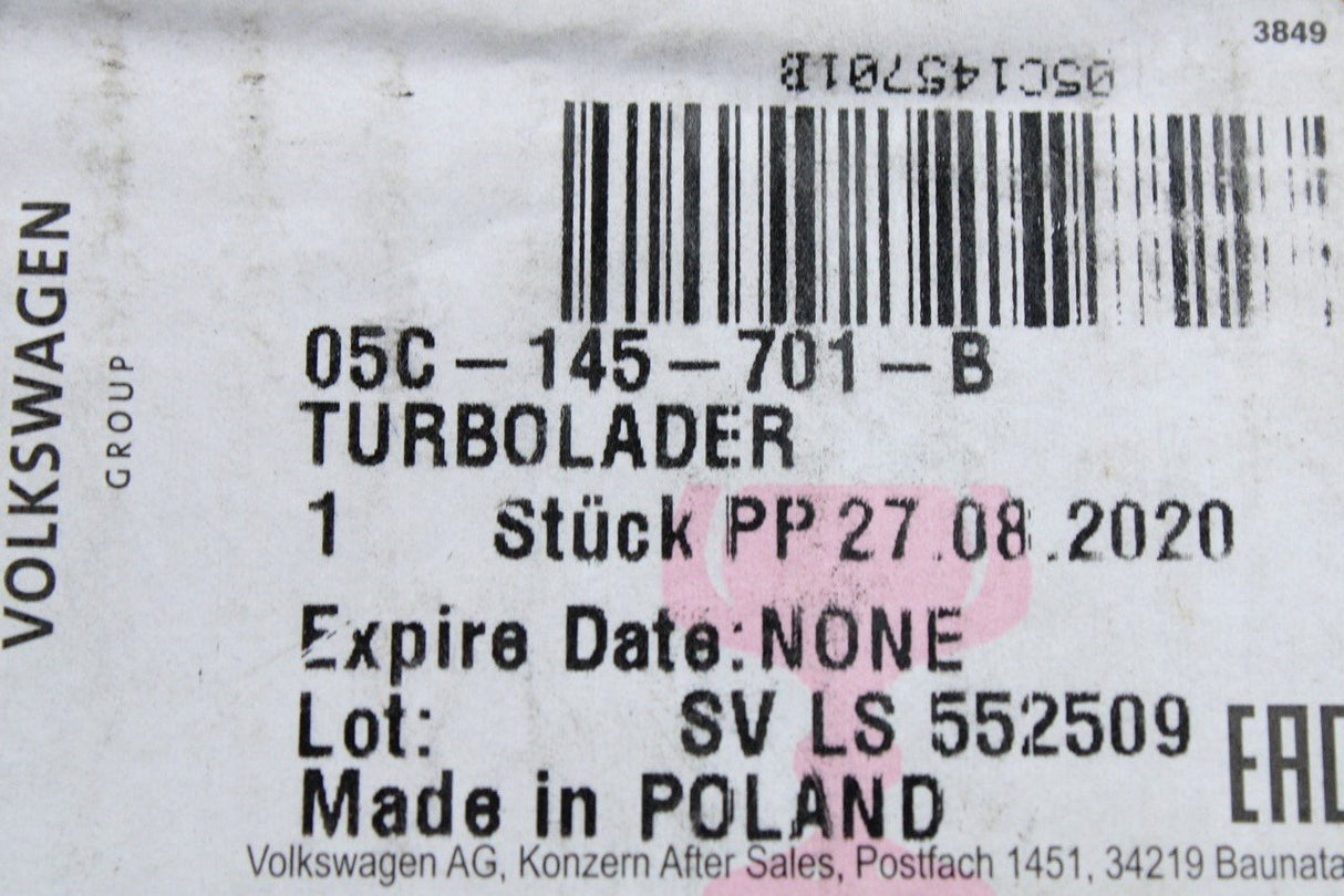 VW Golf MK8 Audi A1 A3 Skoda SEAT Leon 1.0 TSI Turbocharger 05C145701B