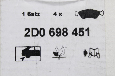 VW LT 1997-2006 rear brake pads set 2D0698451