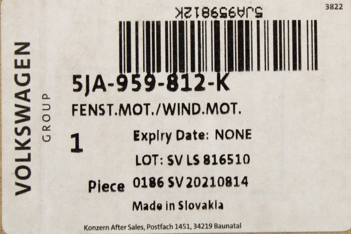 Skoda Rapid Fabia SEAT Toledo window regulator motor (right) 5JA959812K