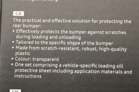 Audi Q5 2017-on bumper load edge protection film (rear) 80A061197