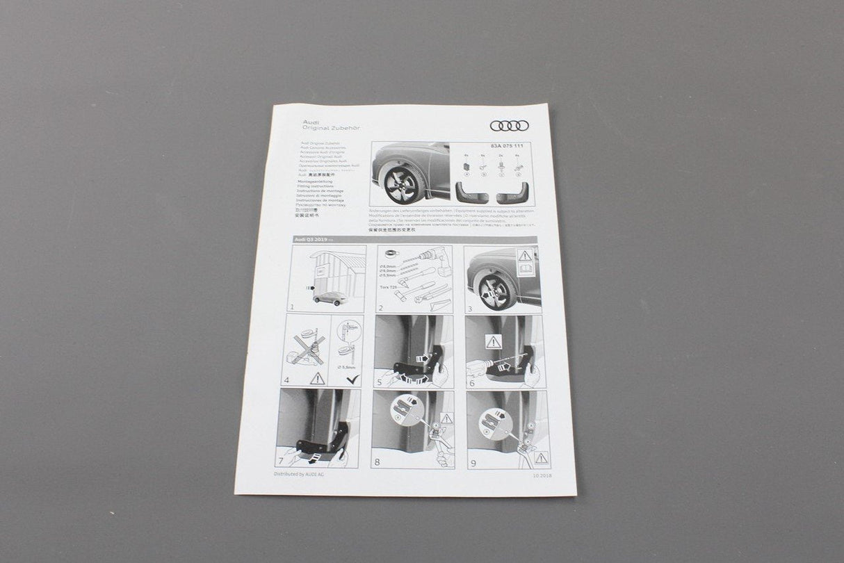 Audi Q3 2019- Front mud flaps accessory not for S-line models 83A075111