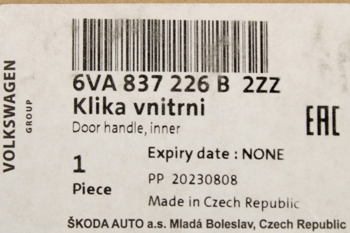 Skoda Fabia 2022-on interior door handle (rear right) 6VA837226B 2ZZ