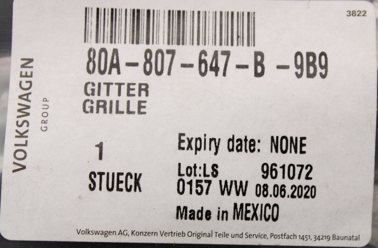 Audi Q5 S-Line 2017-2020 front lower centre grille 80A807647B 9B9