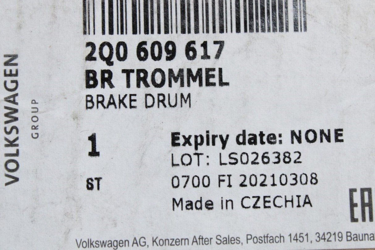 VW Polo AW SEAT Ibiza 2018-on Rear brake drums 203x38mm (x2) 2Q0609617