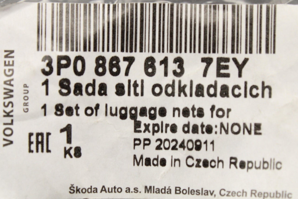 Skoda Superb 2024-on boot compartment cargo net set 3P0867613 7EY