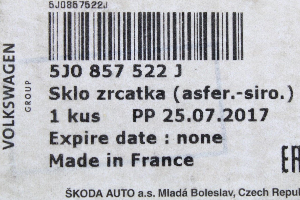 Skoda Fabia 5J Roomster 2007-15 wing mirror glass (right) 5J0857522J