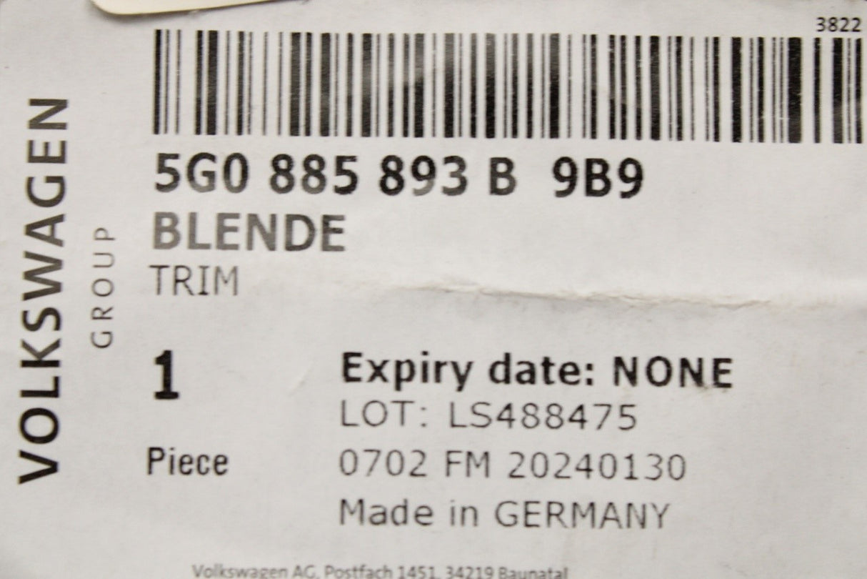 Skoda Karoq Octavia 13-on seat lock trim (rear left) 5G0885893B 9B9