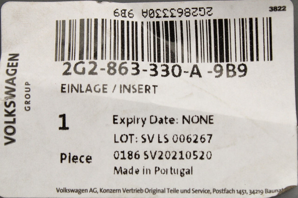 VW Taigo 2022-on RHD centre console storage rubber mat 2G2863330A 9B9