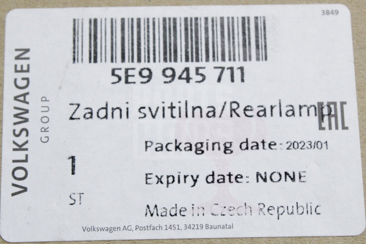 Skoda Octavia Estate 2018-2021 rear tail light (left) 5E9945711