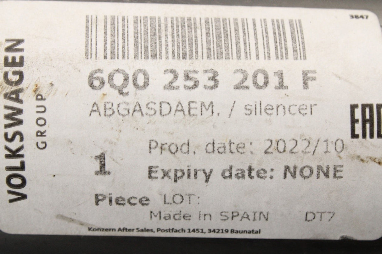 VW Polo Audi Skoda SEAT 1.2 1.6 1.9 centre exhaust pipe (TDI) 6Q0253201F