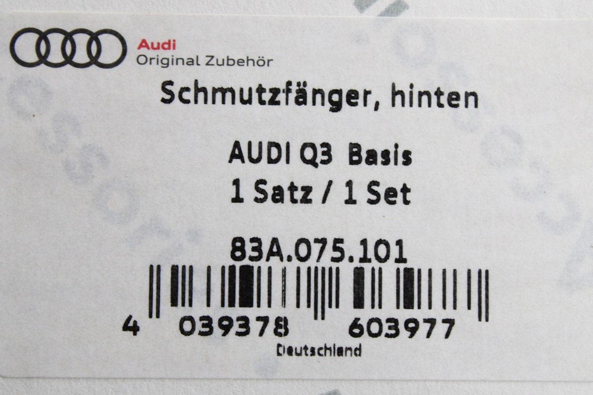 Audi Q3 2019-on accessory mud flaps set (rear) 83A075101
