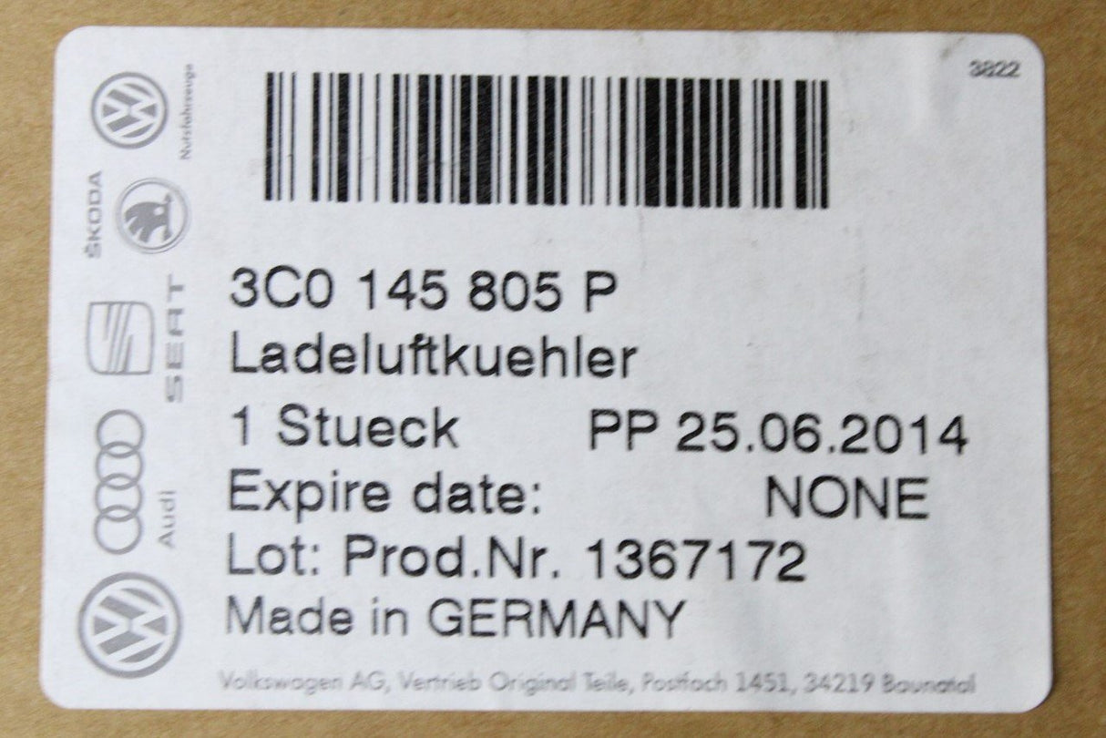 VW Passat B6 Passat CC Tiguan 1.9 2.0 TDI intercooler 3C0145805P